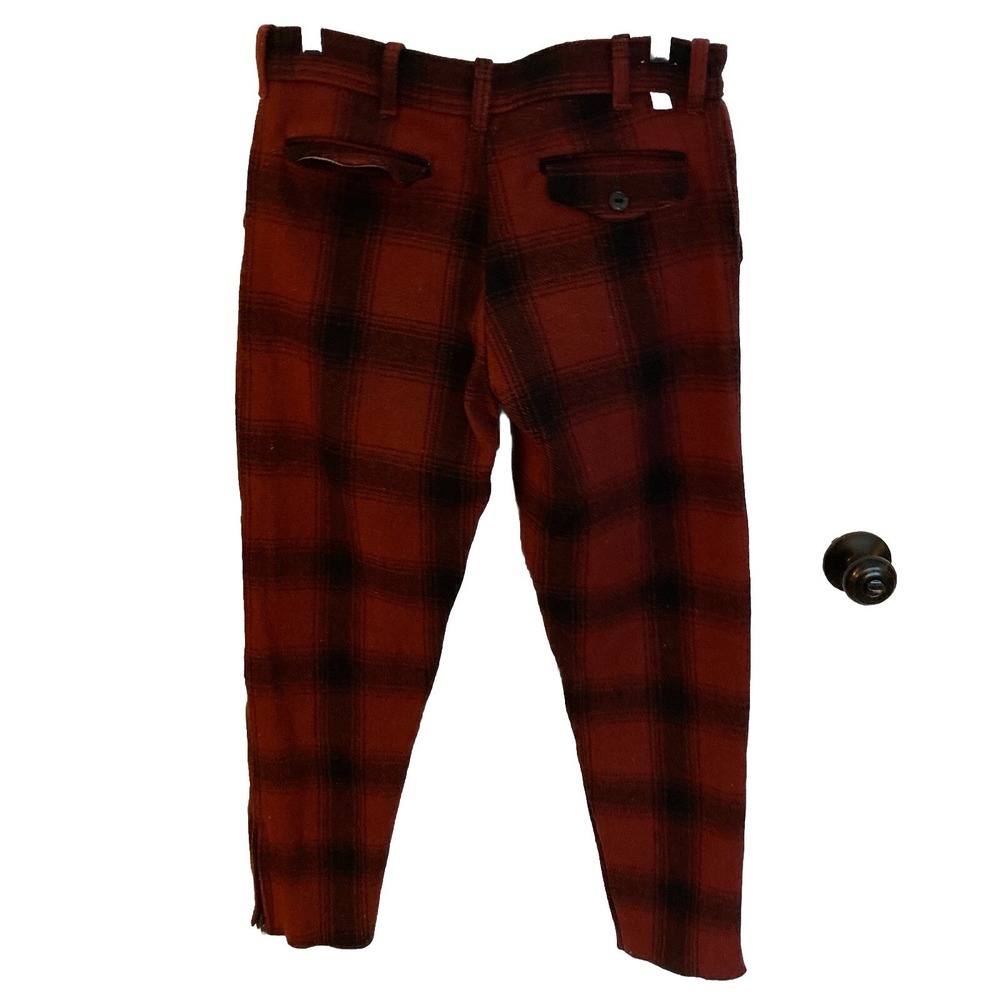 Vtg Big Bill Wool Blend Hunting Pants Mens 34 x 30 Red Plaid w/ FLAW Canada Made - Picture 5 of 16